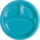 Caribbean Blue Plastic Divided Dinner Plates 20ct